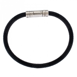 Pre Owned Louis Vuitton Keep It Damier Canvas Silver Tone Bracelet