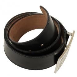 Louis Vuitton Black Leather Travelling Requisites Belt 95CM Louis