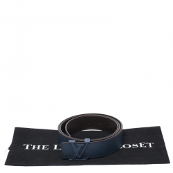 مملوكة مسبقًا Louis Vuitton Blue Taiga Leather Initiales Belt 100CM