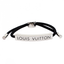 Louis Vuitton Black Leather Silver Tone Archive Bracelet 21 Louis Vuitton |  The Luxury Closet