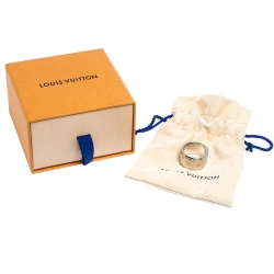 Pre Owned Louis Vuitton Monogram Silver Tone Band Ring Size L