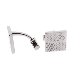 Louis Vuitton Damier Motif Silver Tone Cufflinks 