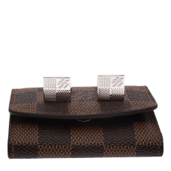 Louis Vuitton Damier Motif Silver Tone Cufflinks 