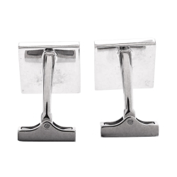 Louis Vuitton Damier Motif Silver Tone Cufflinks 