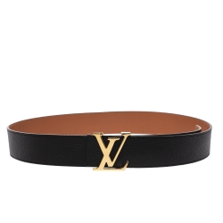 Louis Vuitton Black Leather Initials Belt Size 90CM