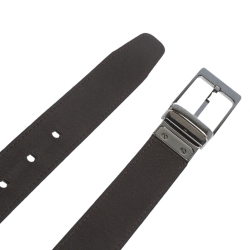 Pre Owned Louis Vuitton Black/Brown Leather Reversible Buckle Belt 85CM