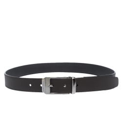 Pre Owned Louis Vuitton Black/Brown Leather Reversible Buckle Belt 85CM
