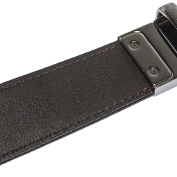 Pre Owned Louis Vuitton Black/Brown Leather Reversible Buckle Belt 85CM