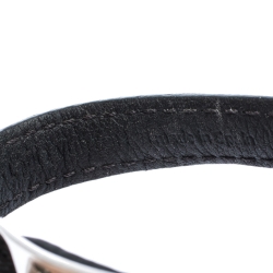 Pre Owned Louis Vuitton Sign It Damier Leather Silver Tone Double Wrap Bracelet