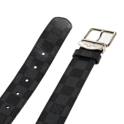 Pre Owned Louis Vuitton Damier Graphite Canvas Buckle Belt 90CM