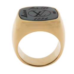 Pre Owned Louis Vuitton Gold Tone Maison Fondée en 1854 Signet Ring M