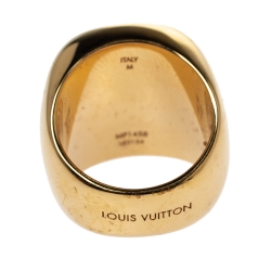 Pre Owned Louis Vuitton Gold Tone Maison Fondée en 1854 Signet Ring M