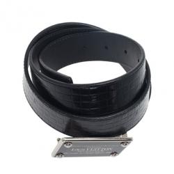 مملوكة مسبقًا Louis Vuitton Black Damier Embossed Inventeur Belt 90CM