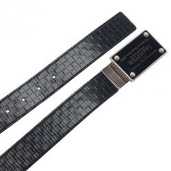 مملوكة مسبقًا Louis Vuitton Black Damier Embossed Inventeur Belt 90CM