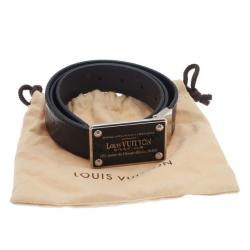 مملوكة مسبقًا Louis Vuitton Black Damier Embossed Inventeur Belt 90CM