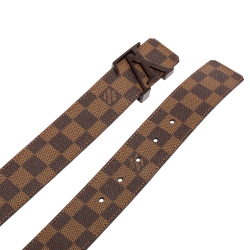 Pre Owned Louis Vuitton Damier Ebene Canvas LV Initiales Belt 90CM