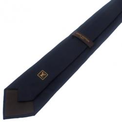 Pre Owned Louis Vuitton Navy Blue Initials Tie