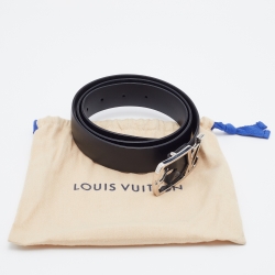 Pre Owned Louis Vuitton Black Leather Neogram Buckle Belt 95 CM