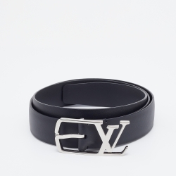 Pre Owned Louis Vuitton Black Leather Neogram Buckle Belt 95 CM