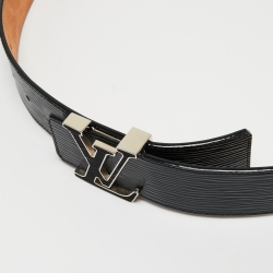Pre Owned Louis Vuitton Black Electric Epi Leather LV Initiales Belt 90 CM