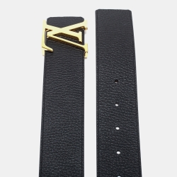 Pre Owned Louis Vuitton Black Taurillon Leather LV Initiales Reversible Belt 90