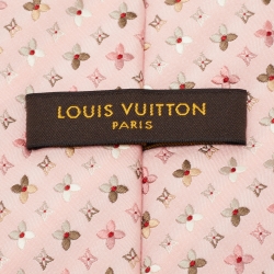 Pre Owned Louis Vuitton Pink Monogram Jacquard Silk Tie