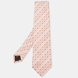 Pre Owned Louis Vuitton Pink Monogram Jacquard Silk Tie