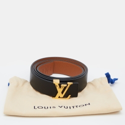 Pre Owned Louis Vuitton Black/Brown Taurillon Leather LV Initiales Reversible Belt 100CM