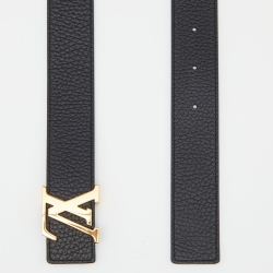 Pre Owned Louis Vuitton Black/Brown Taurillon Leather LV Initiales Reversible Belt 100CM