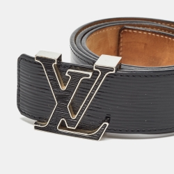 Pre Owned Louis Vuitton Black Black Epi Electric Leather LV Intials Belt 85CM