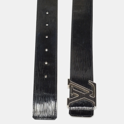 Pre Owned Louis Vuitton Black Black Epi Electric Leather LV Intials Belt 85CM