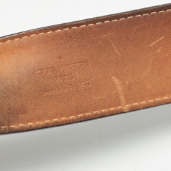 Pre Owned Louis Vuitton Black Black Epi Electric Leather LV Intials Belt 85CM