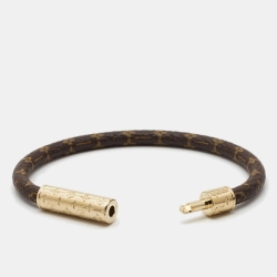 Pre Owned Louis Vuitton Monogram Coated Canvas Gold Tone Bracelet