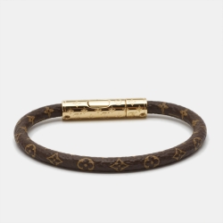 Pre Owned Louis Vuitton Monogram Coated Canvas Gold Tone Bracelet