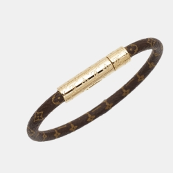 Pre Owned Louis Vuitton Monogram Coated Canvas Gold Tone Bracelet