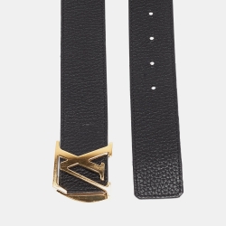 Pre Owned Louis Vuitton Black/Brown Leather LV Initiales Reversible Belt 110 CM