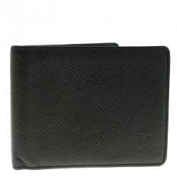 Pre Owned Louis Vuitton Black Taiga Leather Three Flap Wallet