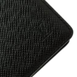 Pre Owned Louis Vuitton Black Taiga Leather Three Flap Wallet