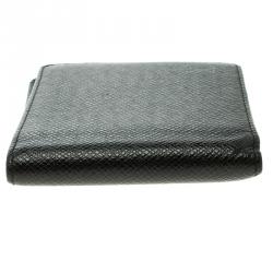 Pre Owned Louis Vuitton Black Taiga Leather Three Flap Wallet