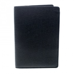 Pre Owned Louis Vuitton Black Taiga Leather Passport Holder