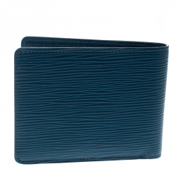 Pre Owned Louis Vuitton Cyan Epi Leather Multiple Wallet