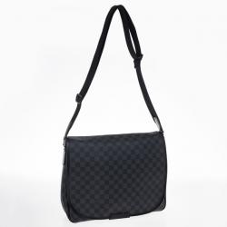 Louis Vuitton Damier Daniel MM Leather Fabric Black Shoulder bag 654