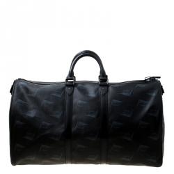 Pre Owned Louis Vuitton Black Coated Canvas Limited Edition 049/200 Dubai Keepall Bandouliere 55 Bag