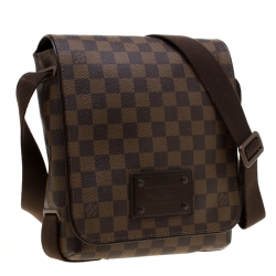 Pre Owned Louis Vuitton Brown Damier Ebene Canvas PM Brooklyn Messenger Bag