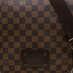 Pre Owned Louis Vuitton Brown Damier Ebene Canvas PM Brooklyn Messenger Bag
