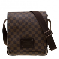 Pre Owned Louis Vuitton Brown Damier Ebene Canvas PM Brooklyn Messenger Bag
