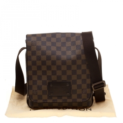 Pre Owned Louis Vuitton Brown Damier Ebene Canvas PM Brooklyn Messenger Bag