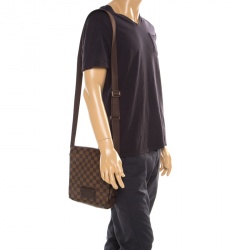Pre Owned Louis Vuitton Brown Damier Ebene Canvas PM Brooklyn Messenger Bag