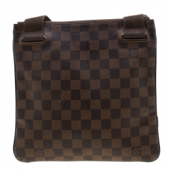 Pre Owned Louis Vuitton Damier Ebene Brooklyn Pochette Plate Bag