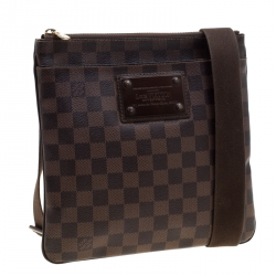 Pre Owned Louis Vuitton Damier Ebene Brooklyn Pochette Plate Bag